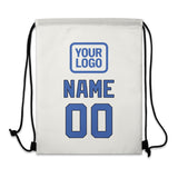 Custom White Sky Blue Drawstring Bag