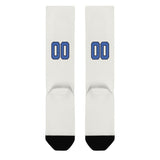 Custom White Sky Blue Knee-High Sock