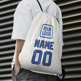 Custom White Sky Blue Drawstring Bag