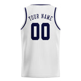 Custom White & Navy Colors Design Sports Basketball Jersey