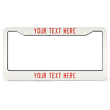 Custom White Orange Red License Plate Frame