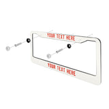 Custom White Orange Red License Plate Frame