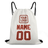Custom White Coral Red Drawstring Bag