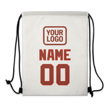 Custom White Coral Red Drawstring Bag