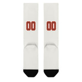 Custom White Coral Red Knee-High Sock