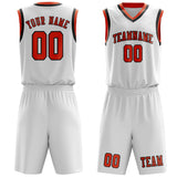 Custom White Orange Red Basketball Set