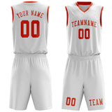 Custom White Orange Red Basketball Set