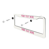 Custom White Pink License Plate Frame
