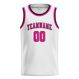 Custom White & Pink Colors Design Sports Basketball Jersey