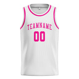 Custom White & Pink Colors Design Sports Basketball Jersey