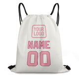 Custom White Light Pink Drawstring Bag