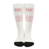 Custom White Light Pink Knee-High Sock