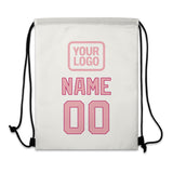 Custom White Light Pink Drawstring Bag