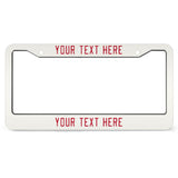 Custom White Red License Plate Frame