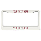 Custom White Crimson Red License Plate Frame