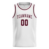 Custom White & Crimson Red Colors Design Sports Basketball Jersey