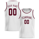 Custom White & Crimson Red Colors Design Sports Basketball Jersey