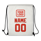 Custom White Orange Red Drawstring Bag