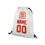 Custom White Orange Red Drawstring Bag