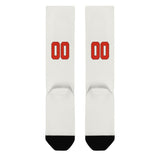 Custom White Orange Red Knee-High Sock