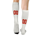 Custom White Orange Red Knee-High Sock
