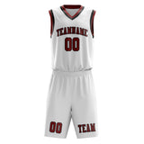 Custom White Coral Red Basketball Set