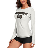 Custom White Brown Women's Long-Sleeve Shirt