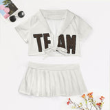Custom White Brown Cheerleading Uniform Set