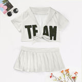 Custom White Olive Cheerleading Uniform Set