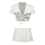 Custom White Cream Cheerleading Uniform Set