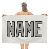 Custom White Gray Beach Towel