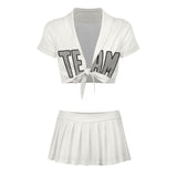 Custom White Gray Cheerleading Uniform Set