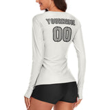 Custom White Gray Women's Long-Sleeve Shirt