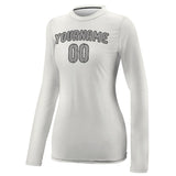 Custom White Gray Women's Long-Sleeve Shirt