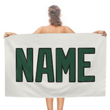 Custom White Green Beach Towel