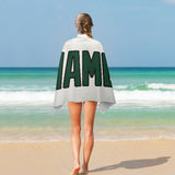 Custom White Green Beach Towel