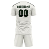Custom White Dark Green Soccer Jersey