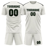 Custom White Dark Green Soccer Jersey