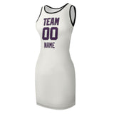 Custom White Purple Sleeveless Vest Dress