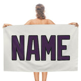 Custom White Purple Beach Towel