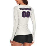 Custom White Purple Women's Long-Sleeve Shirt