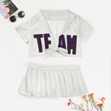 Custom White Purple Cheerleading Uniform Set