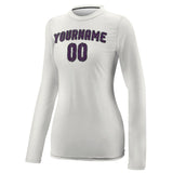 Custom White Purple Women's Long-Sleeve Shirt