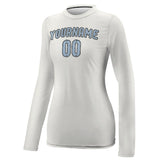 Custom White Light Blue Women's Long-Sleeve Shirt