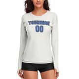 Custom White Sky Blue Women's Long-Sleeve Shirt