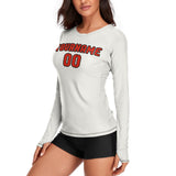 Custom White Orange Red Women's Long-Sleeve Shirt