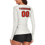 Custom White Orange Red Women's Long-Sleeve Shirt