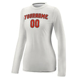Custom White Orange Red Women's Long-Sleeve Shirt