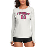 Custom White Pink Women's Long-Sleeve Shirt