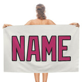 Custom White Pink Beach Towel